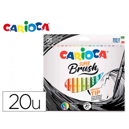 Rotulador carioca punta de pincel lavable caja de 20 unidades colores surtidos