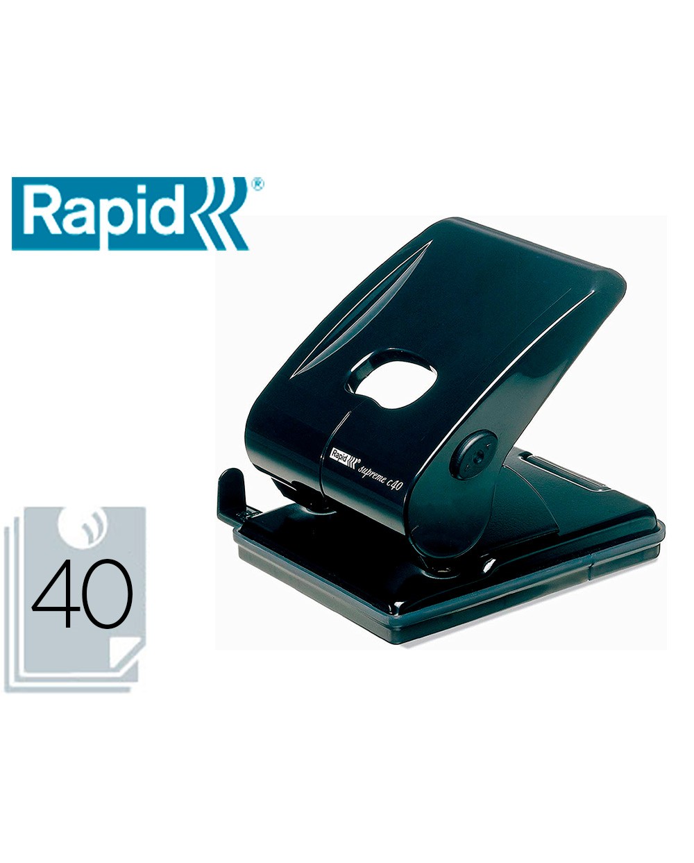 Taladrador rapid sc40 plastico capacidad 40 hojas color negro