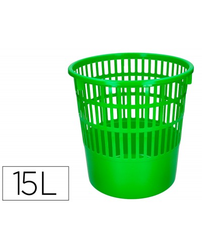 Papelera plastico q connect 15 litros color verde 285x290 mm