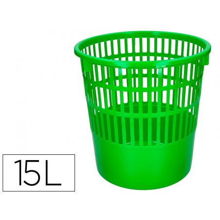 Papelera plastico q connect 15 litros color verde 285x290 mm