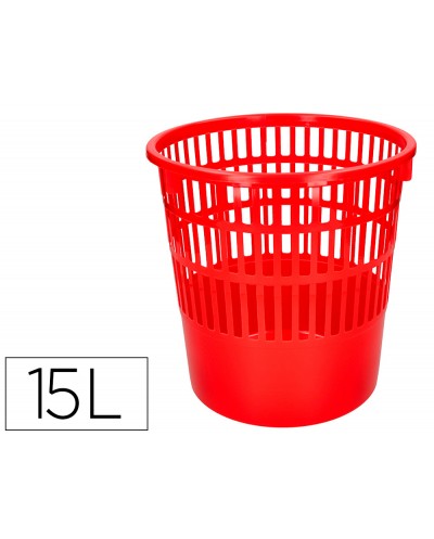 Papelera plastico q connect 15 litros color rojo 285x290 mm