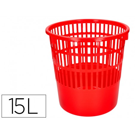 Papelera plastico q connect 15 litros color rojo 285x290 mm