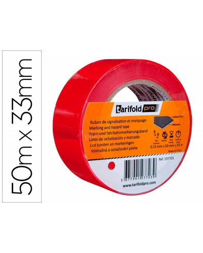 Cinta adhesiva tarifold para marcaje y senalizacion de suelo 33 mt x 50 mm color rojo