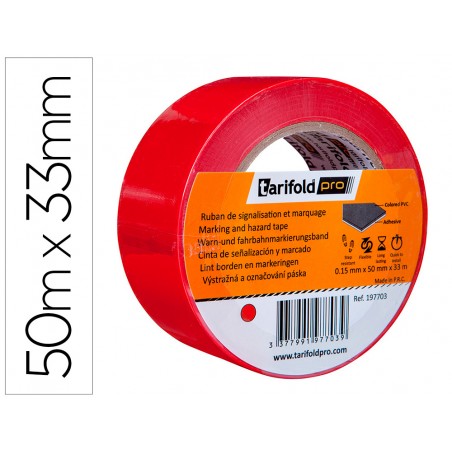 Cinta adhesiva tarifold para marcaje y senalizacion de suelo 33 mt x 50 mm color rojo