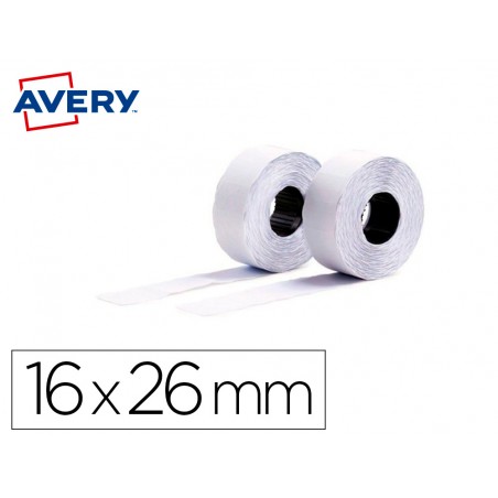 Etiqueta avery ondulada adhesivo permanente 26x16 mm blanca para etiquetadora pl2 18 caja de 10 rollos de