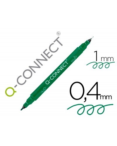 Rotulador q connect marcador permanente doble punta color verde 04 mm y 1 mm
