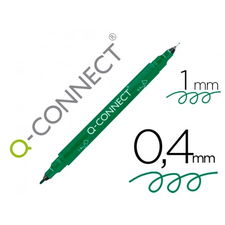 Rotulador q connect marcador permanente doble punta color verde 04 mm y 1 mm