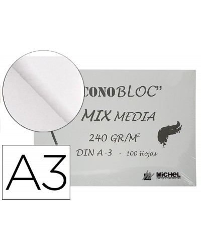 Bloc dibujo multitecnicas michel econobloc mix media din a3 encolado 100 hojas 240 gr 297x420 mm
