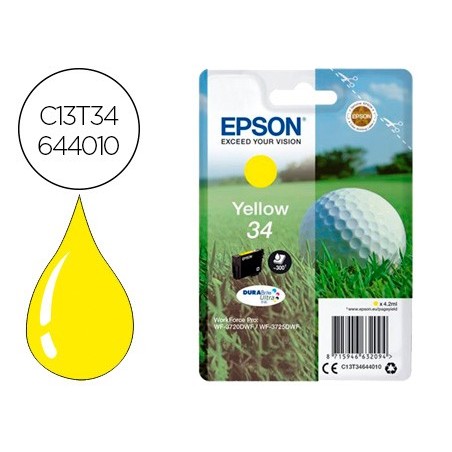 Ink jet epson 34 workforce pro wf 3720 wf 3720dwf wf 3725dwf amarillo 300 paginas