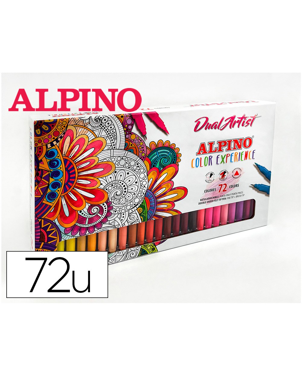 Rotulador alpino dual artist doble punta color experience estuche de 72 unidades colores surtidos