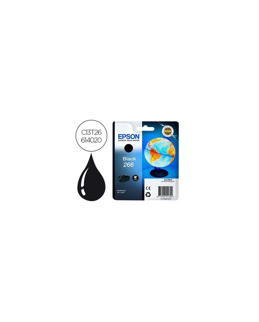 Ink jet epson 266 wf 100w negro 250 paginas