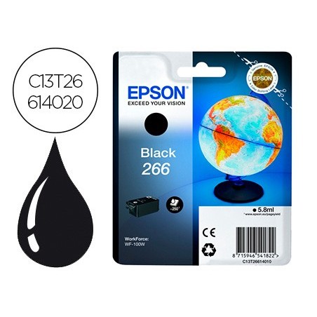 Ink jet epson 266 wf 100w negro 250 paginas