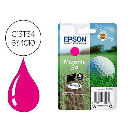 Ink jet epson 34 workforce pro wf 3720 wf 3720dwf wf 3725dwf magenta 300 paginas