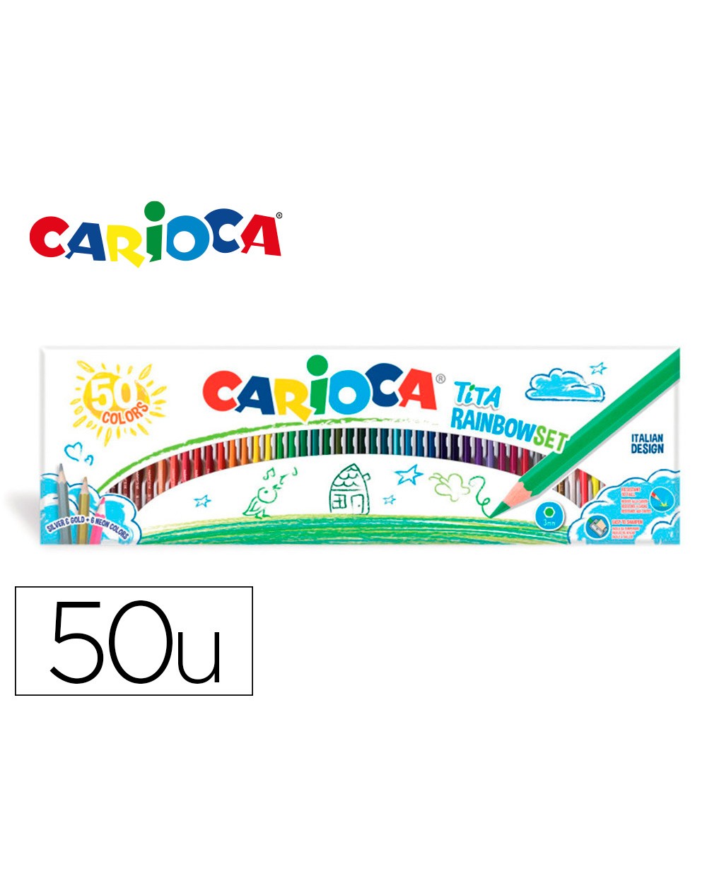 Lapices de colores carioca tita caja de 50 unidades colores surtidos