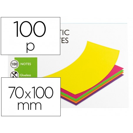 Bloc de notas electrostaticas quita y pon q connect 70x100 mm 100 hojas 5 colores fluorescentes