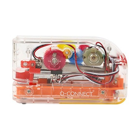 Grapadora electrica q connect plastico transparente mecanismo de colores capacidad 20 hojas usa grapas