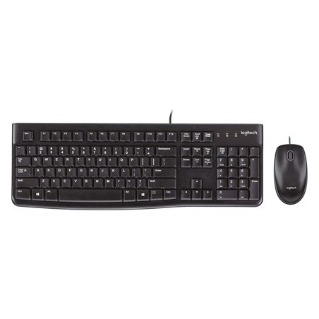 Set teclado raton logitech mk120 usb con cable negro