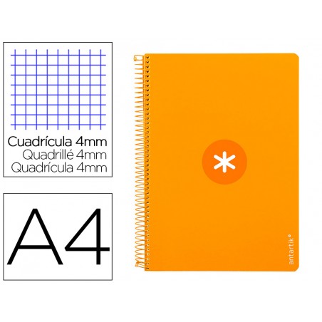 Cuaderno espiral liderpapel a4 antartik tapa dura 80h 100gr cuadro 4mm con margen color mostaza