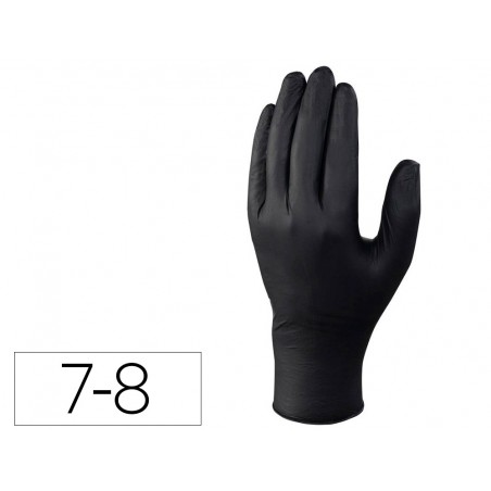 Guantes deltaplus de nitrilo desechable negro caja de 100 unidades talla 7 8