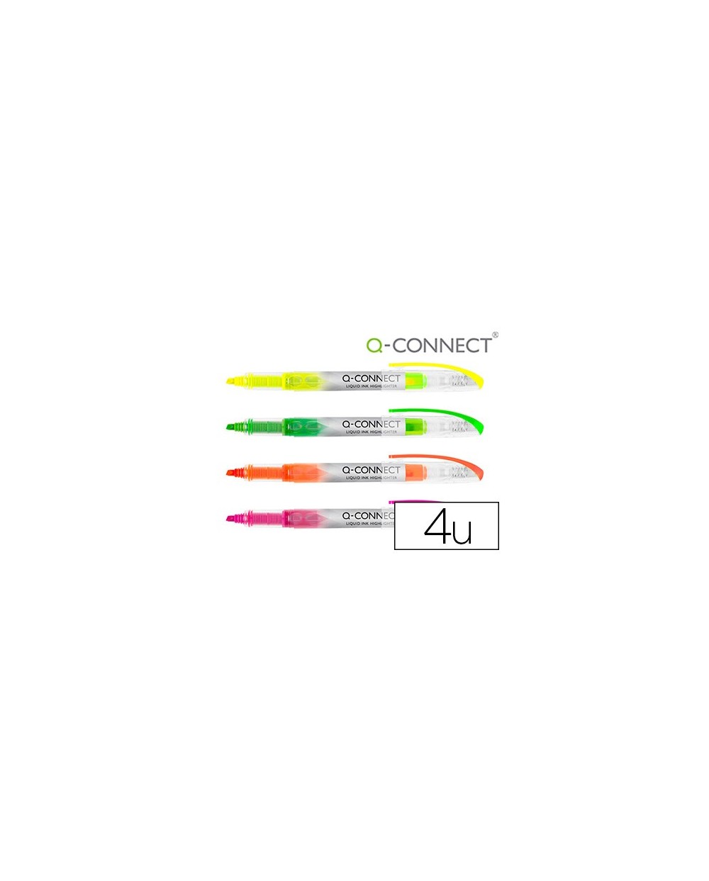 Rotulador q connect fluorescente punta biselada tinta liquida bolsa de 4 unidades colores surtidos