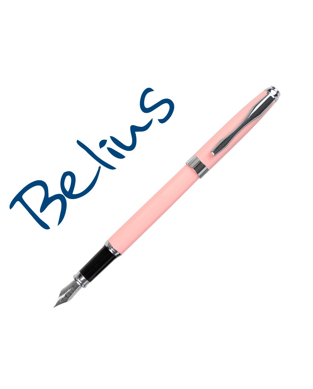 Pluma belius marsella rosa tinta azul en estuche