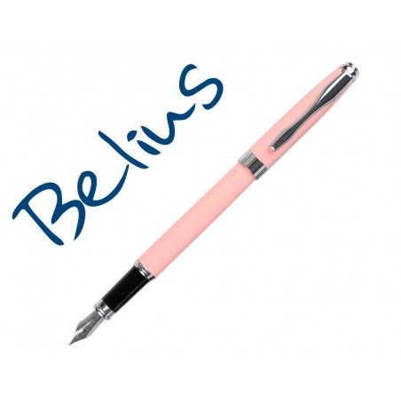 Pluma belius marsella rosa tinta azul en estuche