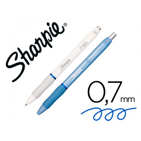 Boligrafo sharpie fashion retractil tinta gel azul 07 mm color azul hielo y blanco