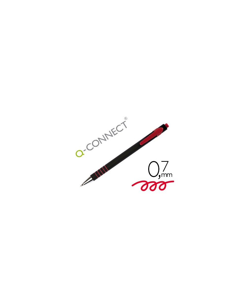 Boligrafo q connect retractil con grip 07 mm color rojo