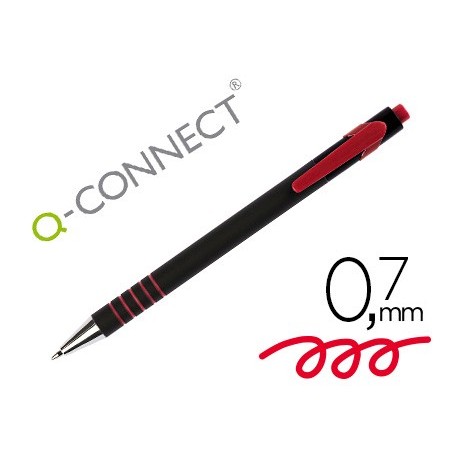 Boligrafo q connect retractil con grip 07 mm color rojo