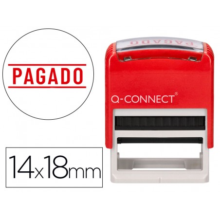 Sello entintado automatico q connect pagado almohadilla 14x38 mm color rojo