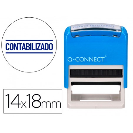 Sello entintado automatico q connect contabilizado almohadilla 14x38 mm color azul