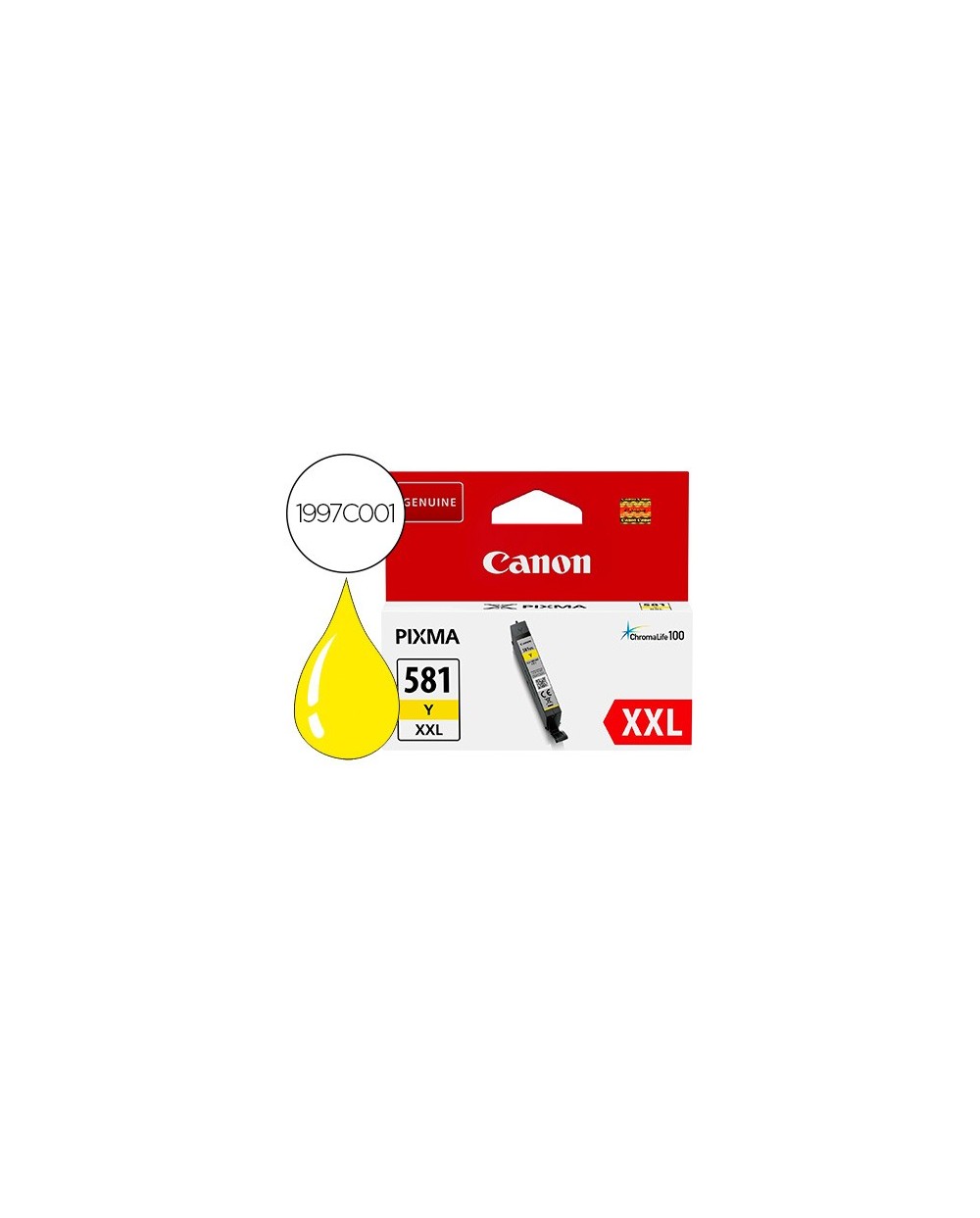 Ink jet canon 581 xxl ts9550 ts705 amarillo 830 paginas