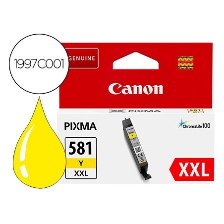 Ink jet canon 581 xxl ts9550 ts705 amarillo 830 paginas