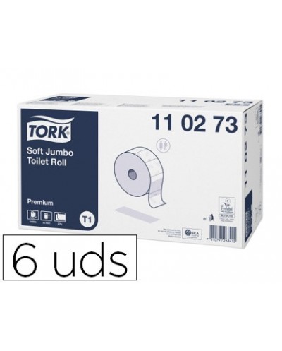 Papel higienico tork jumbo suave 2 capas 360 mt para dispensador t1 paquete de 6 rollos