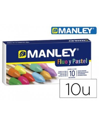 Lapices cera manley fluor y pastel caja de 10 colores surtidos