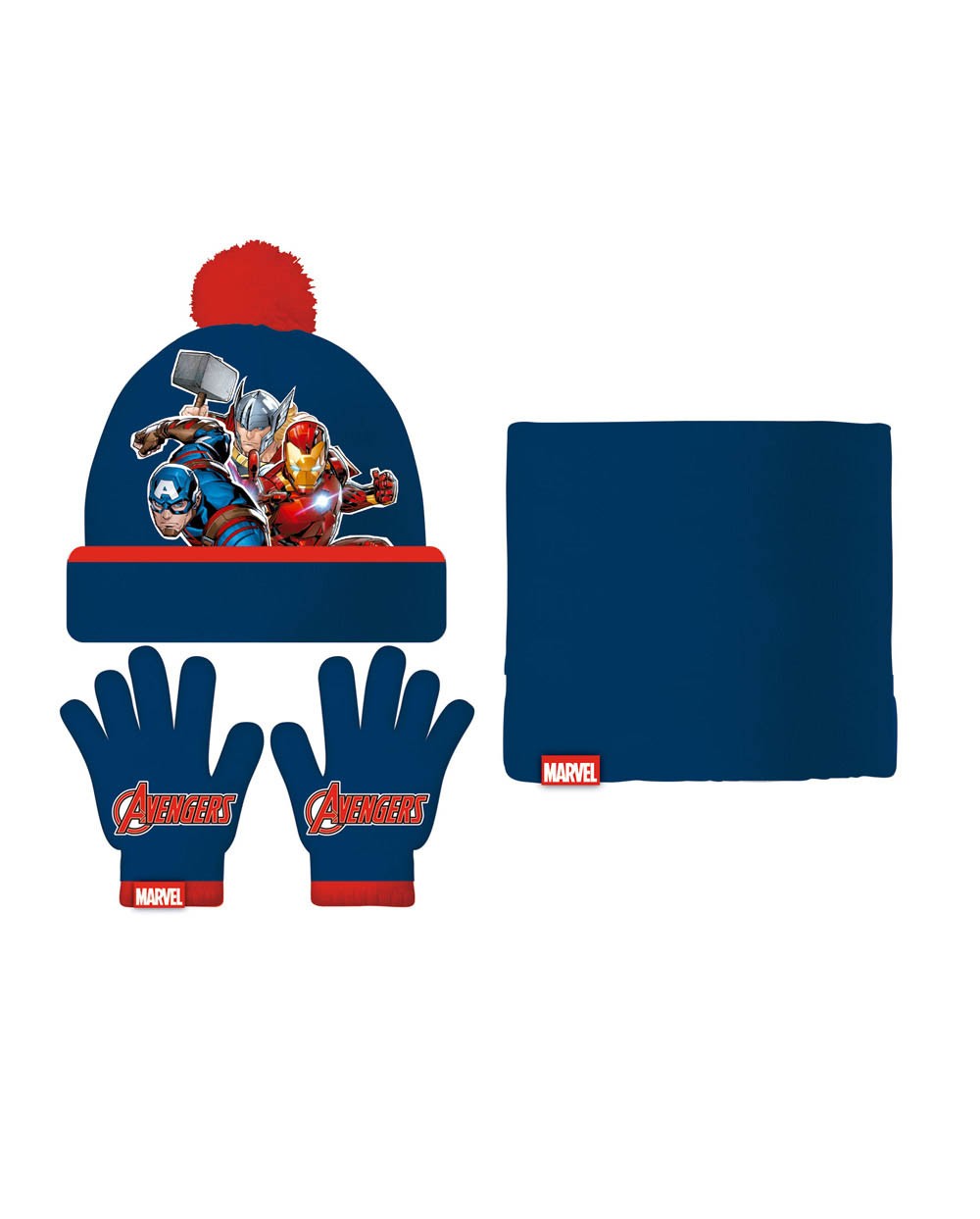 Set gorro guantes y buff infantil safta navidad avengers