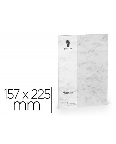 Sobre rossler coloretti c5 color marmol gris 157x225 mm pack de 5 unidades