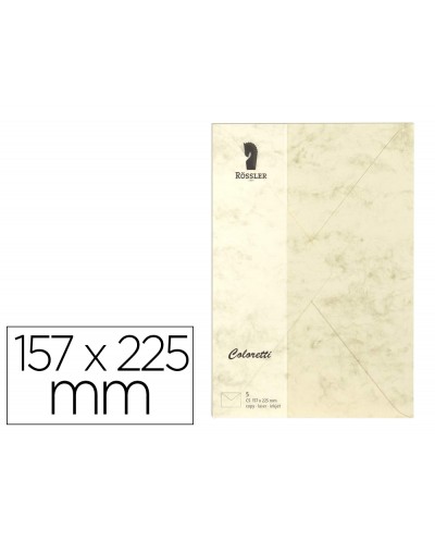 Sobre rossler coloretti c5 color marmol crema 157x225 mm pack de 5 unidades