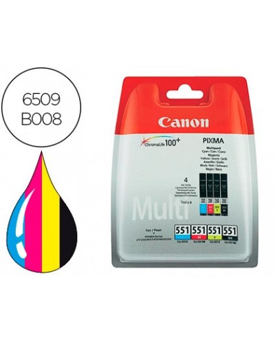 Ink jet canon 551 c m y bk pixma ip8750 ix6850 mg5550 mg6450 mg7150 mx725 mx925 pack 4 colores