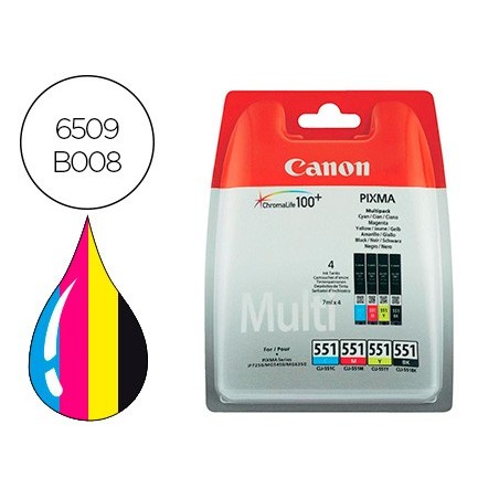 Ink jet canon 551 c m y bk pixma ip8750 ix6850 mg5550 mg6450 mg7150 mx725 mx925 pack 4 colores