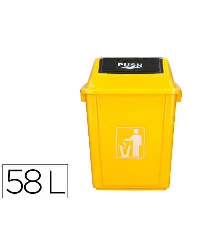 Papelera contenedor q connect plastico con tapa de balancin 58 litros 470x330x760 mm amarillo