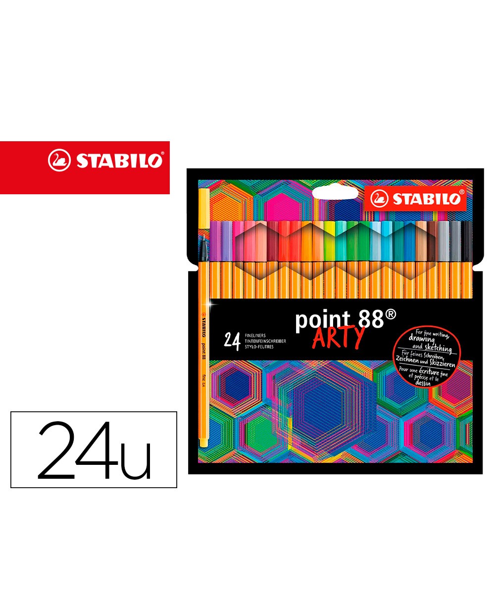 Rotulador stabilo point 88 punta de fibra arty line estuche carton de 24 unidades colores surtidos