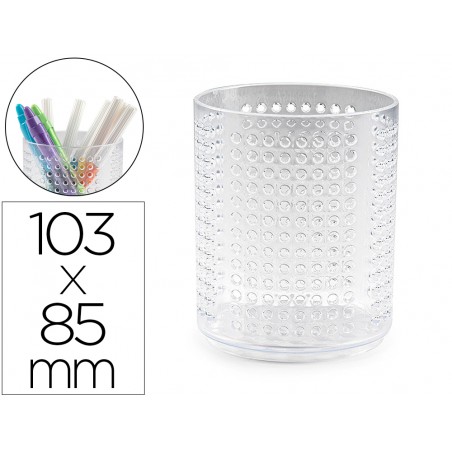 Cubilete portalapices plastiforte organizer redondo transparente n 6 85x85x103 mm