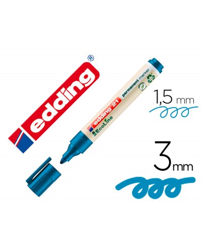 Rotulador edding 21 marcador permanente ecoline 90 reciclado color azul punta redonda 15 3 mm recargable