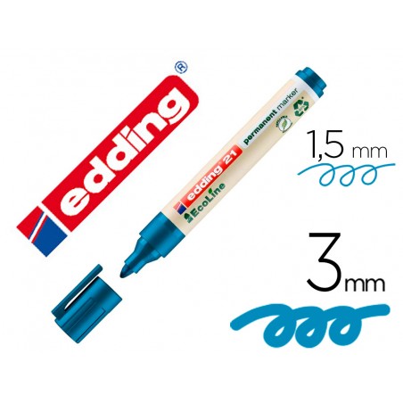 Rotulador edding 21 marcador permanente ecoline 90 reciclado color azul punta redonda 15 3 mm recargable