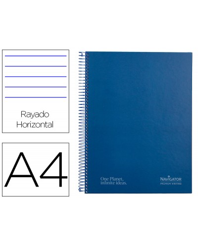 Cuaderno espiral navigator a4 micro tapa forrada 80h 80gr horizontal 1 banda color azul marino