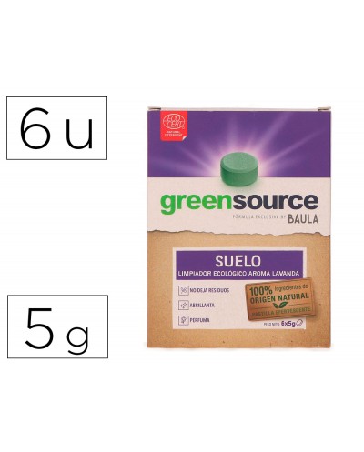 Limpiador de suelos bunzl greensource ecologico pastilla de 5 gr paquete de 6 unidades