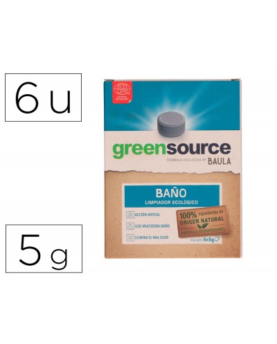 Limpiador de banos bunzl greensource ecologico pastilla de 5 gr paquete de 6 unidades