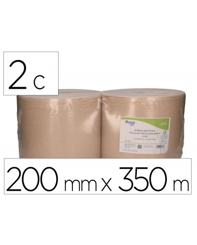 Papel secamanos bunzl greensource nature 2 capas celulosa reciclada kraft 200 mm x 350 mt paquete de 2