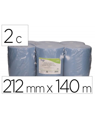 Papel secamanos bunzl greensource 2 capas celulosa reciclada azul 212 mm x 140 mt con sistema autocorte